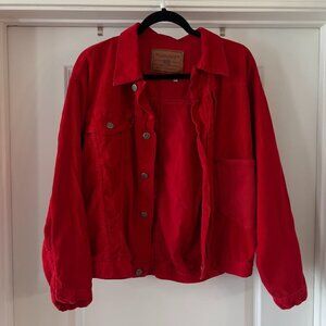 639 Dr. Collectors Jacket Denim Vintage Fade Red Strawberry sz XS